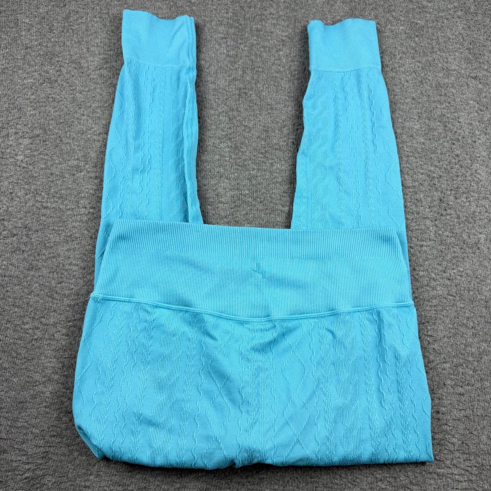 JoyLab Women's S Blue Cable‎ Knit Textured High Waisted Leggings Ribbed Cuffs